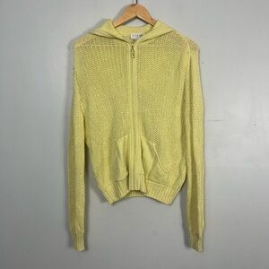 Y2K St. John Sport Pastel butter Yellow Knit Zip Up Jacket Size L